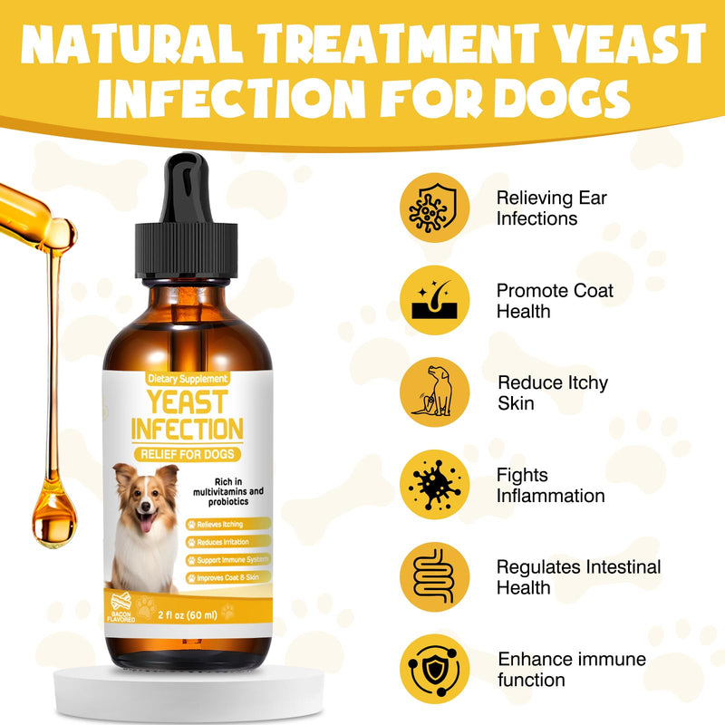 Yeast Infection Treatment for Dogs,Dog Ear Infection Treatment,Itchy Ear,Skin&Allergy Symptoms Relief-Reduces Inflammation&Relieves Irritation,Dog Supplement Drops with Multivitamins Probiotics 2 Pack - PawsPlanet Australia