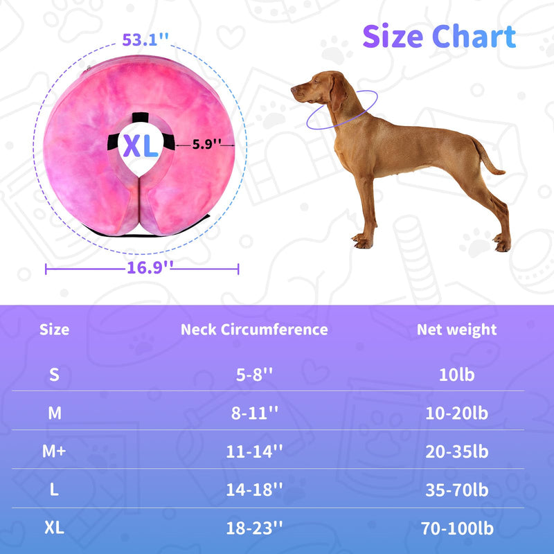 Dog Cone, Y-blue Dog Cone Collar Inflatable Puppy Neck Collar(Rose Purple, XL) X-Large Rose Purple