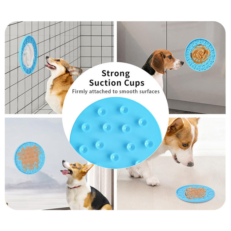 Lick Mat for Dogs & Cats 3 Pack - Silicone Dog Lick Mat with Suction Cups - Anxiety Relief/Promotes Healthy Eating/Frozen & Dishwasher Safe - Pet Peanut Butter Lick Pad LPFALASAT (Blue Orange Red) round - PawsPlanet Australia