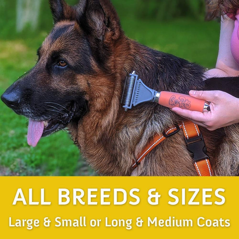 GoPets Pet Grooming Kit Bundle With 2 Sided Dematting Comb and Deshedding Rake + Professional Self-Cleaning Slicker Brush for Dogs and Cats - PawsPlanet Australia