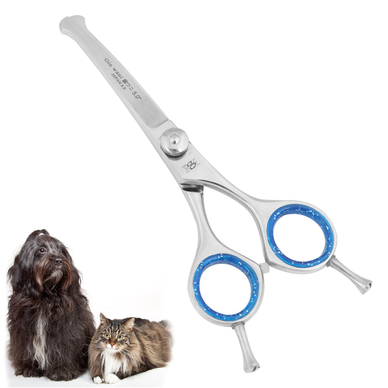 RnK Dog & Cat Grooming Scissors – 5" Small Hair Cutting Scissor for Pets – Japanese Stainless Steel Curved Blades with Safety Round Tips – Ideal for Grooming Kit & Home Use