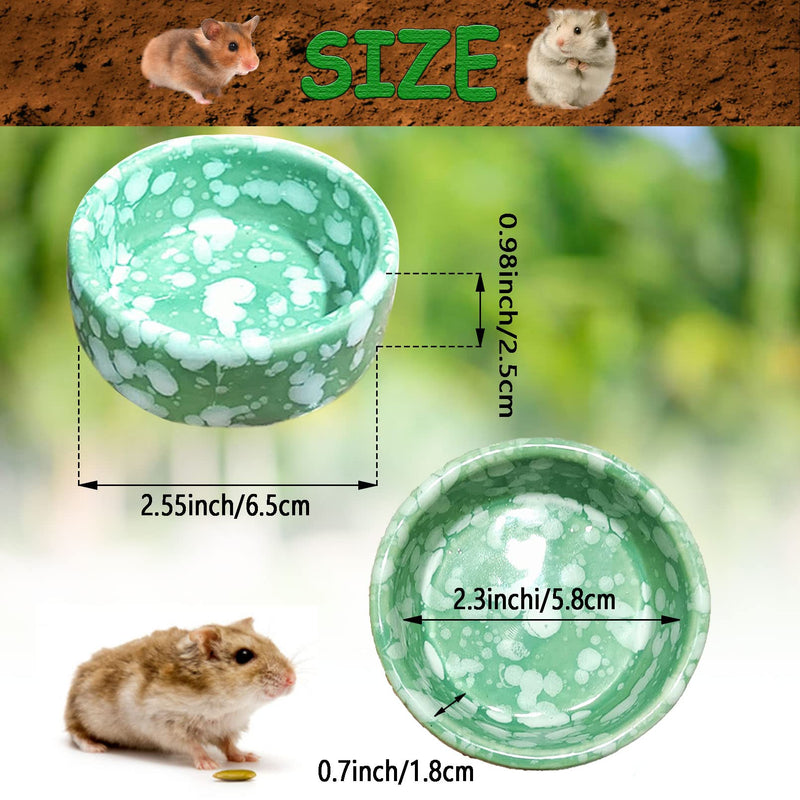 kathson 2 Pcs Hamster Food Bowl Guinea Pig Ceramic Water Bowl Small Animal Feeding Dish for Dwarf Hamster Gerbil Syrian Ferret Hedgehog Chinchilla Bunny (Green)… Green - PawsPlanet Australia
