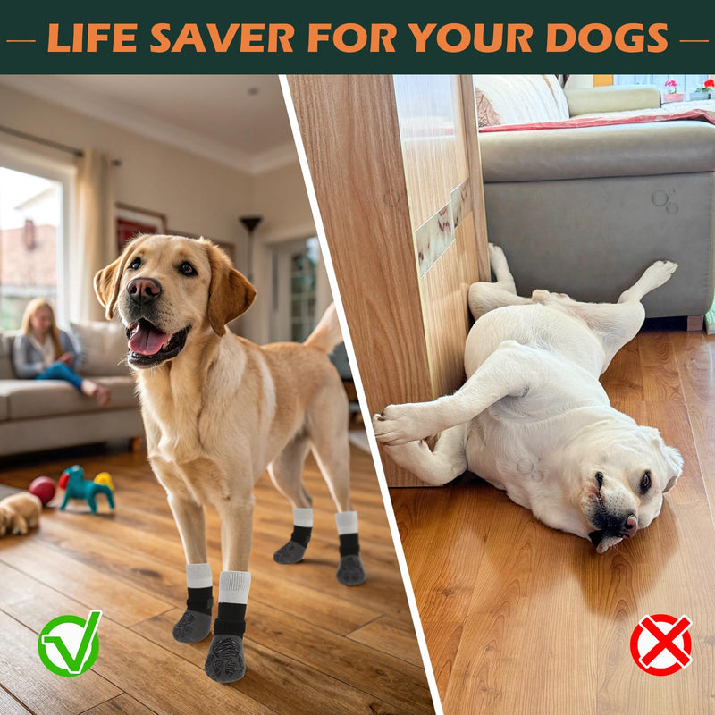 EXPAWLORER Anti Slip Dog Socks to Prevent Licking Paws, Dog Shoes for Hot Pavement, Dog Booties for Hardwood Floors, Dog Boots & Paw Protectors with Grippers for Small Medium Large Senior Dogs Grey L - PawsPlanet Australia