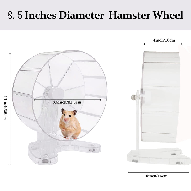 8.5 Inches Super Silent Hamster Wheel for Hamster Exercise Wheel Compatible with Gerbil, Syrian & Dwarf, Chinchilla and More Small Animal Exercise Wheel with Stable Stand, Transparent - PawsPlanet Australia