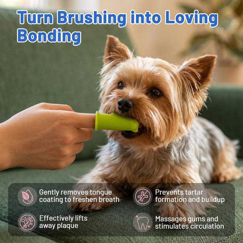Dog Toothbrush, 180° Dog Finger Toothbrush for Plaque Tartar Cleaning, 2-Pack Finger Toothbrush for Dogs Silicone, Teeth Cleaning, Dog Tooth Brushing Kit for Medium & Large Pets Green