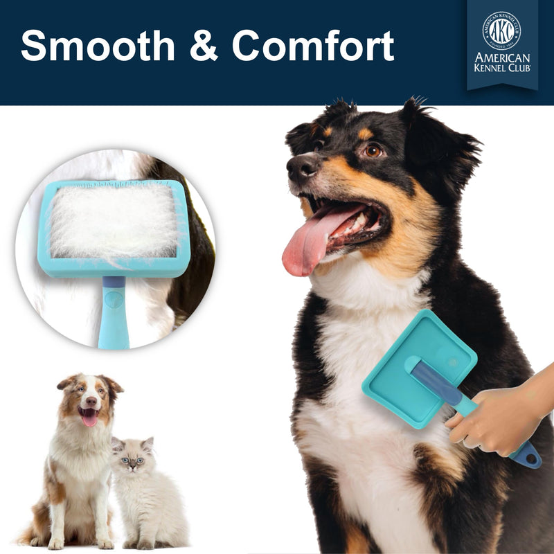 American Kennel Club AKC Deshedding Slicker Brush with Coated Tips for Dogs and Cats, Skin-Friendly Grooming and Deshedding Brush, Removes Loose Hair and Detangles Fur, Suitable for All Breeds - PawsPlanet Australia