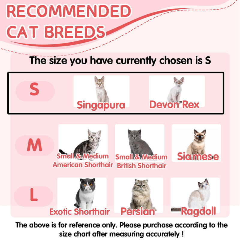 Cat Cone Collar Soft for Wound Healing for Small Cats(Singapura Devon Rex), Air Breathable Neck Recovery Cone Anti Scratch Licking, Adjustable Surgery Cat Head Cone Alternative Green-Pink S(Circumference:5.1''-7.87''in)