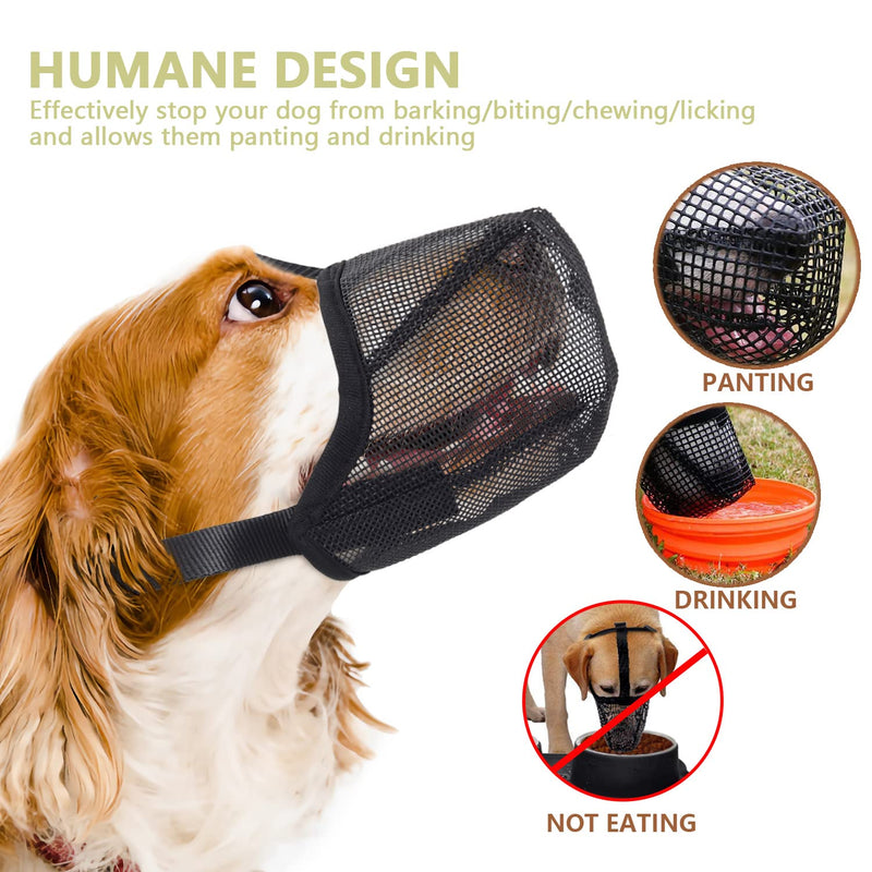 Whongkidz Dog Muzzle for Extra Small Sized Dogs, Air Mesh Dog Mouth Cover Allow Drinking No Biting Chewing for Dogs That Eat Everything (Black, XS) Black XS: 4½”-6½” Snout Circumference - PawsPlanet Australia