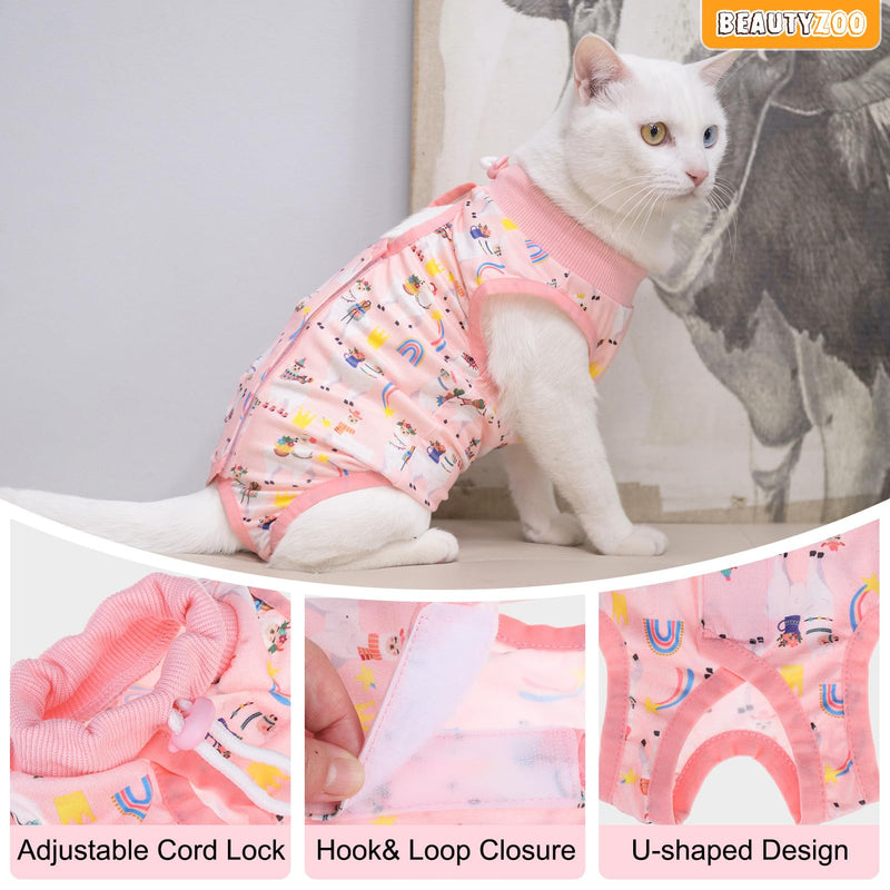 BEAUTYZOO 2 Pack Cat Recovery Suit, Cat Onesie for Cats After Surgery Female Male, Kitten Spay Neuter Surgical Recovery Body Suit Cone of Shame Alternative, Anti Lick Pet Anxiety Vest, Pink XS X-Small (Chest:12-14in, Back:7in) Alpaca + Pink (Pack of 2)