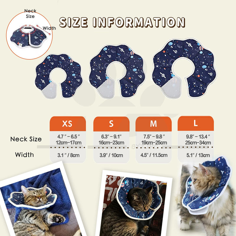 Soft Cat Recovery Collar,Adjustable Cat Cone,Cat Protective Cone Collar After Surgery,for Cats (Starry Sky, M) Starry Sky Medium - PawsPlanet Australia
