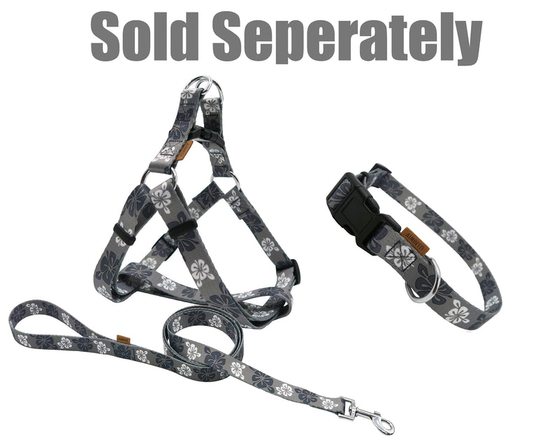 Dog Halter Harness and Leash Set, Cute Floral Patterns, Soft and Adjustable Harness, Step in, Anti-Choke — Perfect for Walking (Harness Leash Set (Grey), S (Chest 13-22")) Grey S (Chest 13-22") Harness Leash Set - PawsPlanet Australia