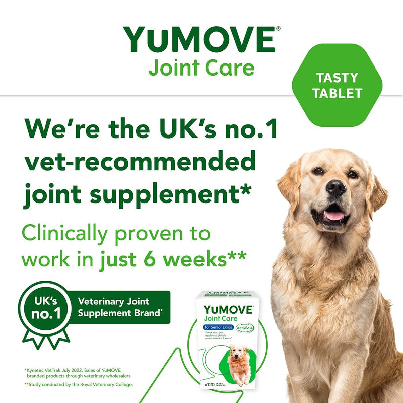 YuMOVE Senior Dog | High Strength Joint Supplement for Older, Stiff Dogs with Glucosamine, Chondroitin, Green Lipped Mussel | Aged 9+ | 120 Tablets,Package may vary - PawsPlanet Australia
