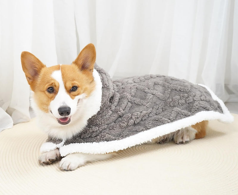 Dog Cape Blanket for Small, Medium Dogs, Hood Coats for Pets, Dog Robes with Hood Grey Small