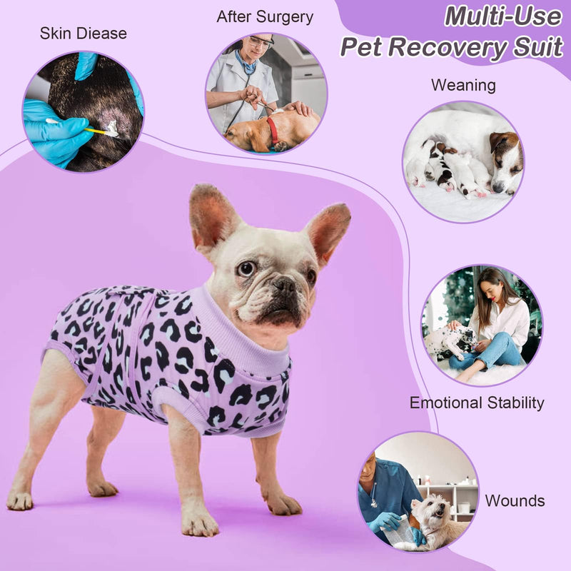 Kuoser Dog Recovery Suit for Dogs After Surgery,Professional Surgical Onesie for Female Male Dogs Spay Neuter,Soft Dog Surgery Suit Bodysuit for Abdominal Wounds Skin Disease,Purple Leopard M Medium (Back: 13.4" - 16.1"; Weight: 14 - 25LB) Purple Leopard - PawsPlanet Australia