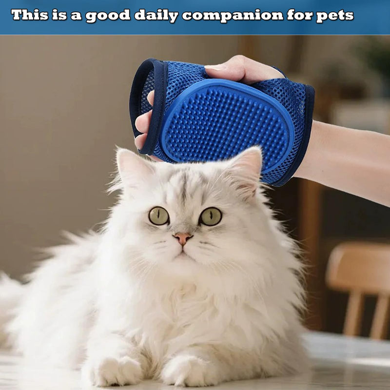 2 Pcs Pet Ear Muffs and Grooming Gloves, Swimming Waterproof Dog Ears Caps, Wearable Glove Design Shampoo Scrubber for Cat, Dehairing Brush for Most Cats, Dogs (M) M