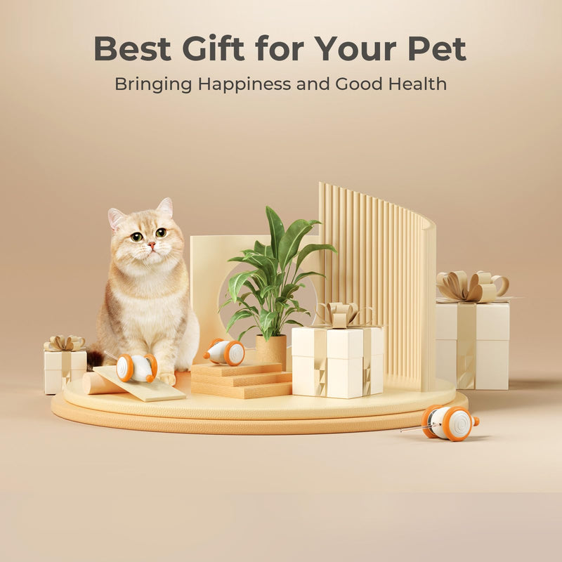 Cheerble Interactive Cat Toys for Indoor Cats, Automatic Cat Toy with LED Lights, Wicked Mouse Toys, Kitten Toys, Pet Toys, Smart Electric Cat Toy, USB Rechargeable, Auto On/Off… (Yellow) Yellow - PawsPlanet Australia