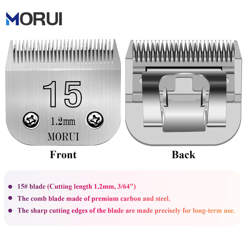 15 Cut Length 3/64"(1.2mm) Detachable Pet Dog Clipper Blades UltraEdge Series Clipper Blades for Dog Grooming Compatible with Most Andis,Oster A5 Wahl KM Series Clippers 15# 1.2mm