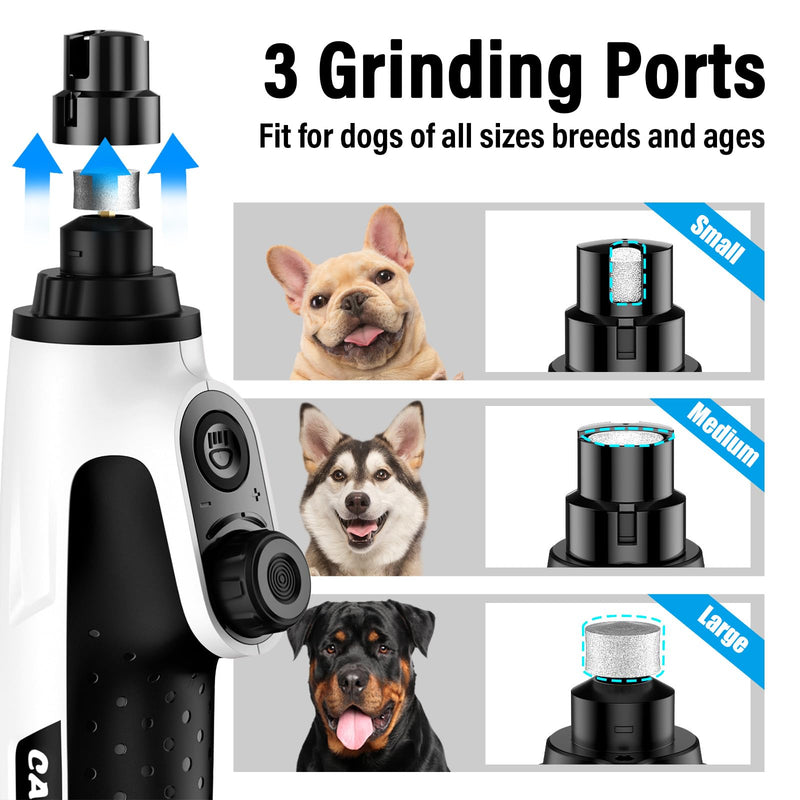 Casfuy Smart 6-Speed Dog Nail Grinder - 50% More Power Pet Nail Grinder with 2 LED Lights Quiet Rechargeable Electric Dog Nail Trimmers File Toenail Grinder for Large Medium Small Dogs & Cats (White) White - PawsPlanet Australia