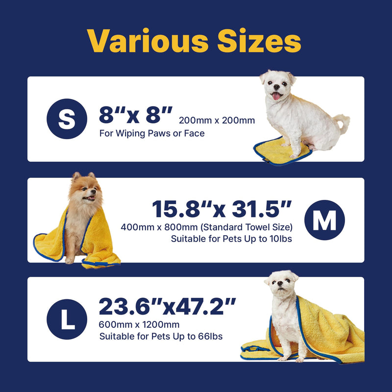 PETHROOM] Portable Pet Towel for Dogs & Cats | Professional Pet Dryer, Super Absorbent & Quick-Drying Dog Dryer | Lightweight, Durable, Ultra-Soft (Small) 8"x 8" Small - PawsPlanet Australia