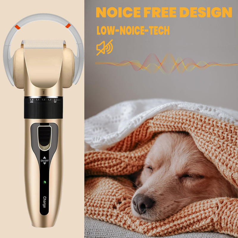 Dog Grooming Kit, Low Noise Professional Dog Grooming Clippers, Dog Hair Trimmer, Rechargeable Cordless Pet Hair Clippers Tools for Dogs Cats Pets - PawsPlanet Australia