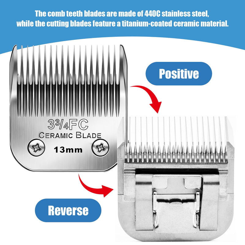 Dog Grooming Replacement Blades Compatible with Andis Dog Clipper, Dog Clipper Blades Compatible with Oster A5,Wahl KM-10 Series Dog Clipper,3FC Blades (13mm) Silver/3FC-3PCS