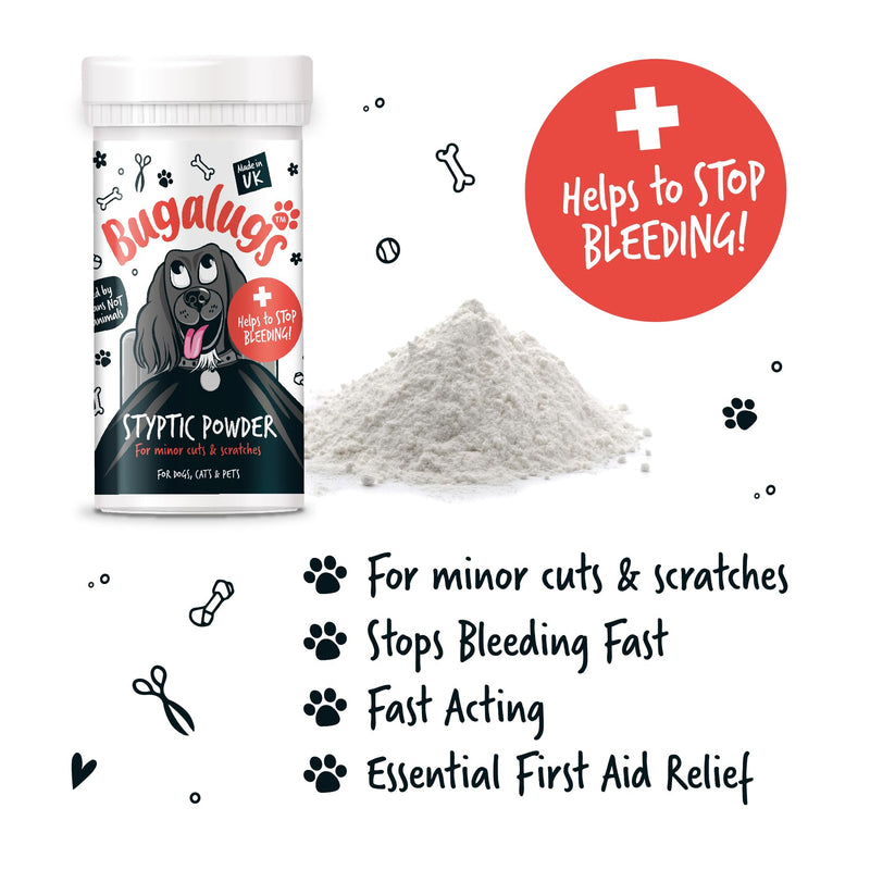 BUGALUGS Styptic Powder For Pets, Stops Bleeding Fast in Dogs, Cats, Birds, Rabbits & Pets, Safe Treatment for Cuts, Nail Clipper Nail Grinder Nicks and Grooming Dog First Aid Kit - PawsPlanet Australia