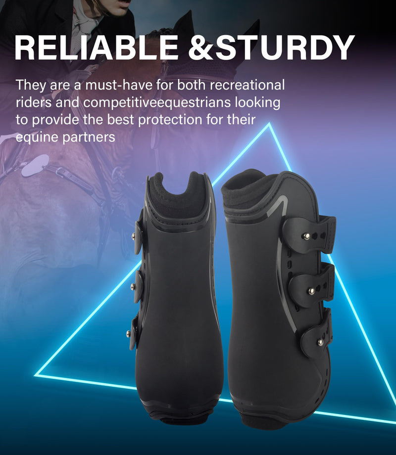 Horse Tendon Boots, Fetlock Boots & Open Front Boots for Jumping, Set of 4, Horse Protection Leg Guard, Black, Horse Size Large - PawsPlanet Australia
