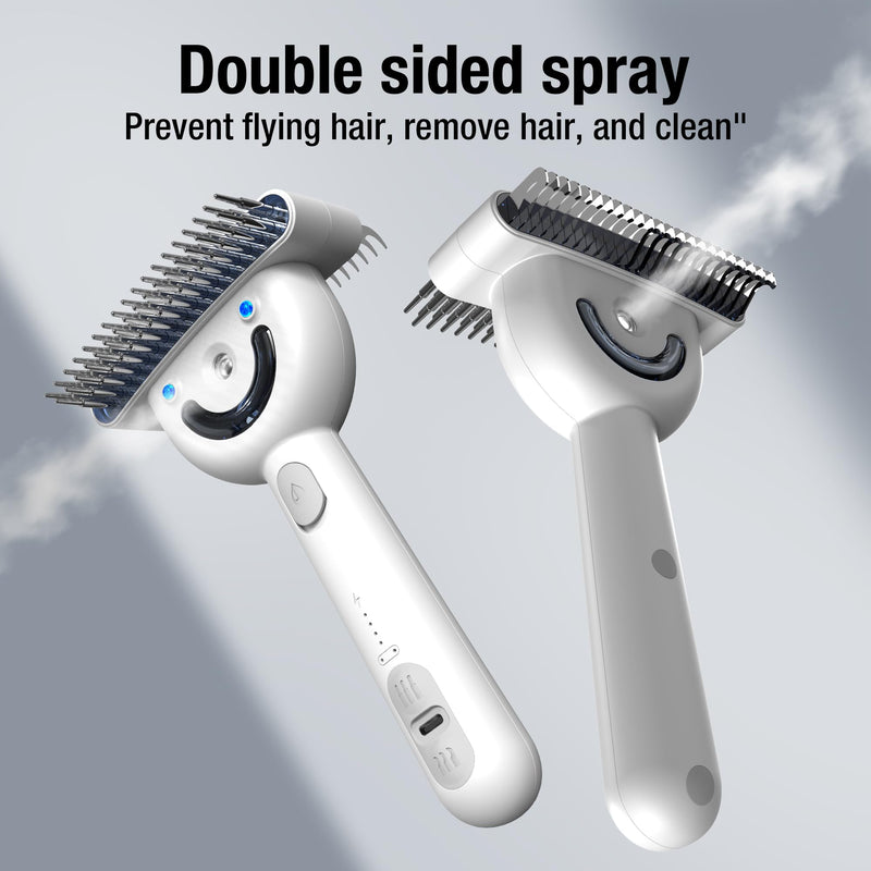 Dog brush for shedding & Cat Grooming Comb kit– Pet Steam brush with UV Sterilization, Rechargeable - Suitable for long-haired or curly-haired pets. Removes tangled hair - PawsPlanet Australia