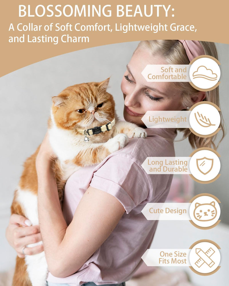 Furry Breakaway Cat Collar with Bell, Adjustable 7.87"-11.78" Kitten Collar, Suitable for All Types of Cats and Small Dogs (M, Brown) M - PawsPlanet Australia