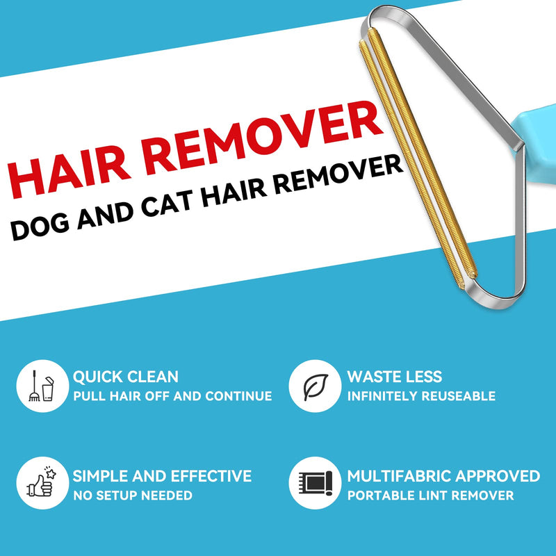 Pet Hair Remover, Dog and Cat Hair Remover, Wool Hair Remover, Carpet Rake for Pet Hair Removal, Carpet Rake, Pile Brush, Hand Shaver for Carpets, Car Cushions, Sofas, Pet Beds, Furniture & Rug Blue 2 - PawsPlanet Australia
