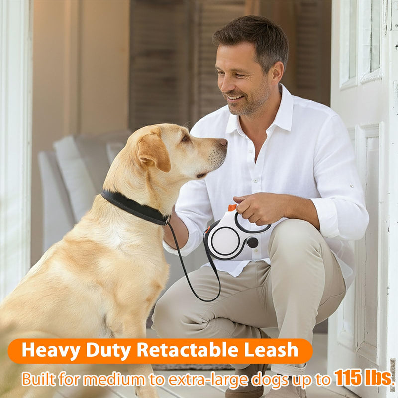 26ft Retractable Dog Leash with Poop Bag Dispenser - Upgraded Lock System, Non-Slip Grip, Tangle-Free Design for Large & Medium Dogs - Perfect for Walking, Running, and Outdoor Training - PawsPlanet Australia