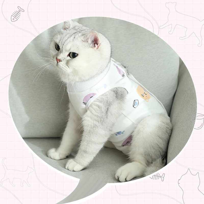 2 PCS Cat Recovery Suit Female Cat Onesie for Cats After Surgery Spay Abdominal Wounds, Kitten Surgery Recovery Suit Female Breathable E-Collar Alternative Kitten Onesie Anti Licking Medium Sheep+Bear