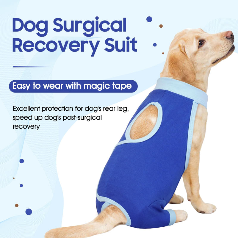IDOMIK Dog Recovery Sleeve for Hind Legs,Dog Recovery Suit for Female Spay Male Neuter,Dog Leg Sleeve to Stop Licking Rear Legs,Long Sleeve Wound Cover Onesie Shirt for Dogs,Cone Collar Alternative L(Chest Girth:24.41"/62CM) Blue - PawsPlanet Australia