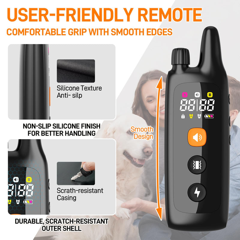 Dog Training Shock Collar 4000FT Dog Bark Collar with Remote IP67 Waterproof 4 Training Modes Beep Vibration Shock Light Mode Magnetic Charger Electric Dogs Collar 8-25 inches Single Shock Dull Black