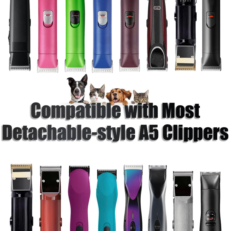 3-Pack 7FC Detachable Dog Grooming Steel Blades - Compatible with Andis, Oster A5, Wahl KM-10 Series - 1/8-Inch (3.2mm) Cut Length (Black) 7FC-3