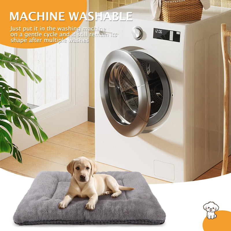 Reversible Dog Bed Mat with Plush and Corn Velvet,Soft Warm Pet Cushion, Dual Purpose Washable Sleeping Mattress Bed for Small Medium Large Dog and Cat XB004 (36"x23", Light Grey) 36"x23" - PawsPlanet Australia