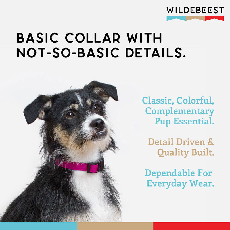 Dog Collar, Lightweight, Heavy Duty Dog Collar with Buckle, Fabric Pet Collar, Breathable & Adjustable Puppy Collar, for Large Dogs (Fuchsia, Large - 14-24 Inch) - Wildebeest Large (14-24 Inch) Fuchsia - PawsPlanet Australia