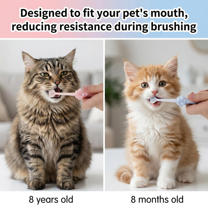 2 Pcs Puppy Tooth Brushing Kit 3-Sided Small Dog Toothbrush Puppy Toothbrushes Unique Head Teeth Brush Dogs Brush Addition Bad Breath Tartar Teeth for Small Medium Dogs