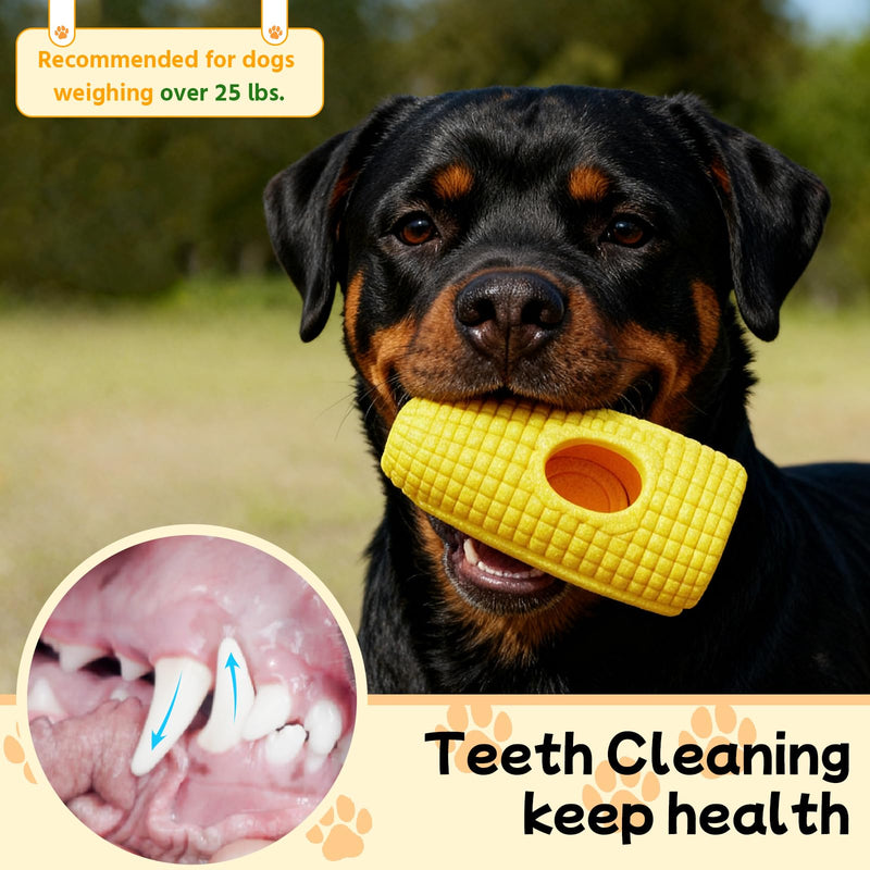 Interactive Dog Toys for Aggressive Chewers, Indestructible Dog Toy to Keep Them Busy, Corn-Shaped Durable Dog Chew Toys for Large & Medium Breeds, Frozen Treat Holder for Anxiety Relief & Dental Care