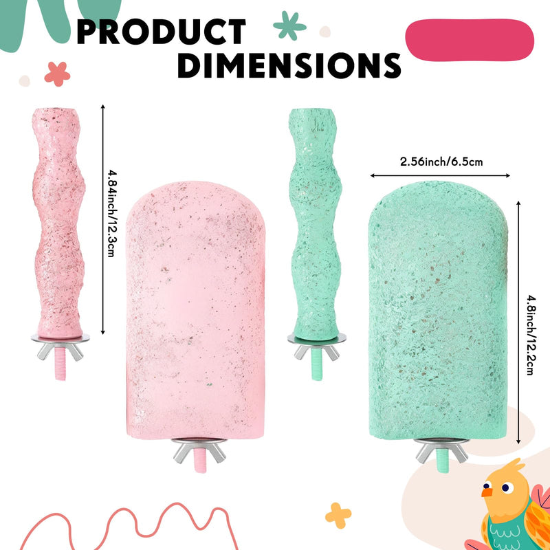 Soulchen 4 Pcs Bird Beak Grinding Calcium Stone Perches Parrot Teeth Mouth Molar Cage Accessories Platform Paw Grinding Sticks Jumping Stand for Macaws Parakeets Finches Cockatiel(Green,Pink) Green,Pink - PawsPlanet Australia