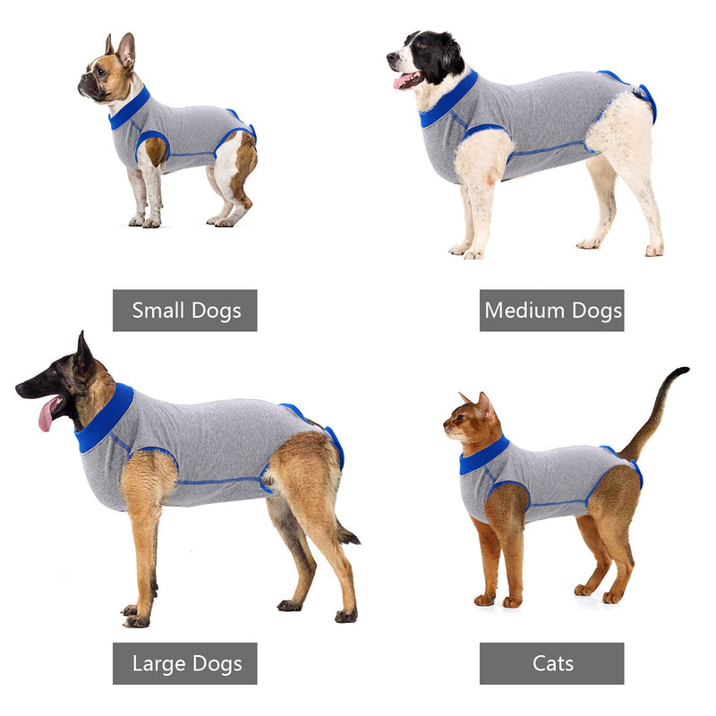 PUMYPOREITY Recovery Suit After Surgery Male/Female Dogs, Pet Post-Operative Shirt Dog Abdominal Wounds Protector Anti-Licking Puppy Medical Surgical Suit(Grey, S) Grey