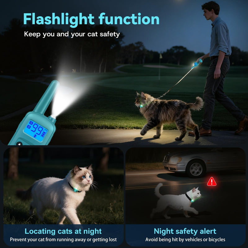 Cat Shock Collar with Remote 2000FT,Ultra-Small Cat Training Collar,Tailored for Cats,3 Training Modes Beep Vibration Shock Mode to Stop Meowing,Waterproof, Effective for Bad Behavior, Cyan