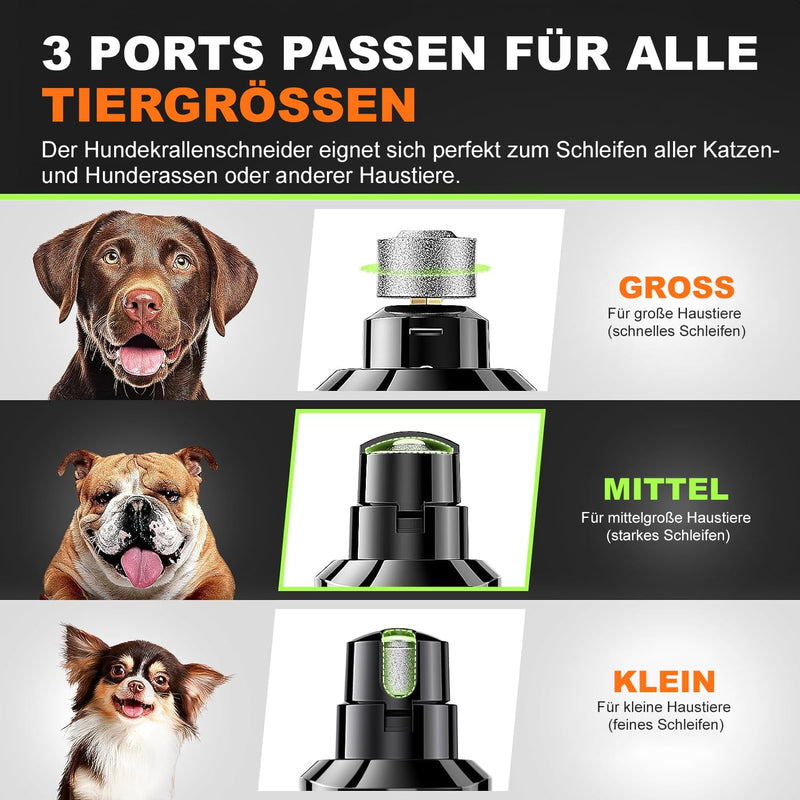 Whisper Quiet Electric Dog Nail Grinder with LED Light - Professional 3-Speed Pet Nail Trimmer for Stress-Free Grooming - Painless Paws Care for All Breeds, USB Rechargeable