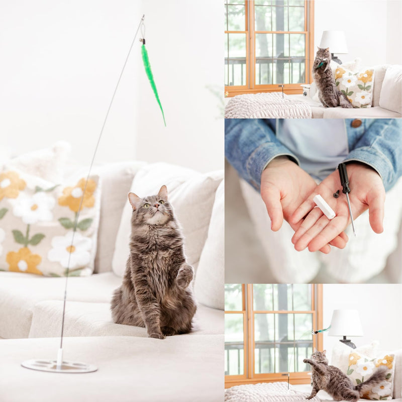 Cat Wand Toys for Indoor Cats Cat Toys for Bored Indoor Adult Cats Feather Toy Suction Cup Cat Toy Cat Bird Toy Interactive Bird Simulation Cat Floor Suction Cup Cat Toy for Indoor Cats Main Cat Toy - PawsPlanet Australia