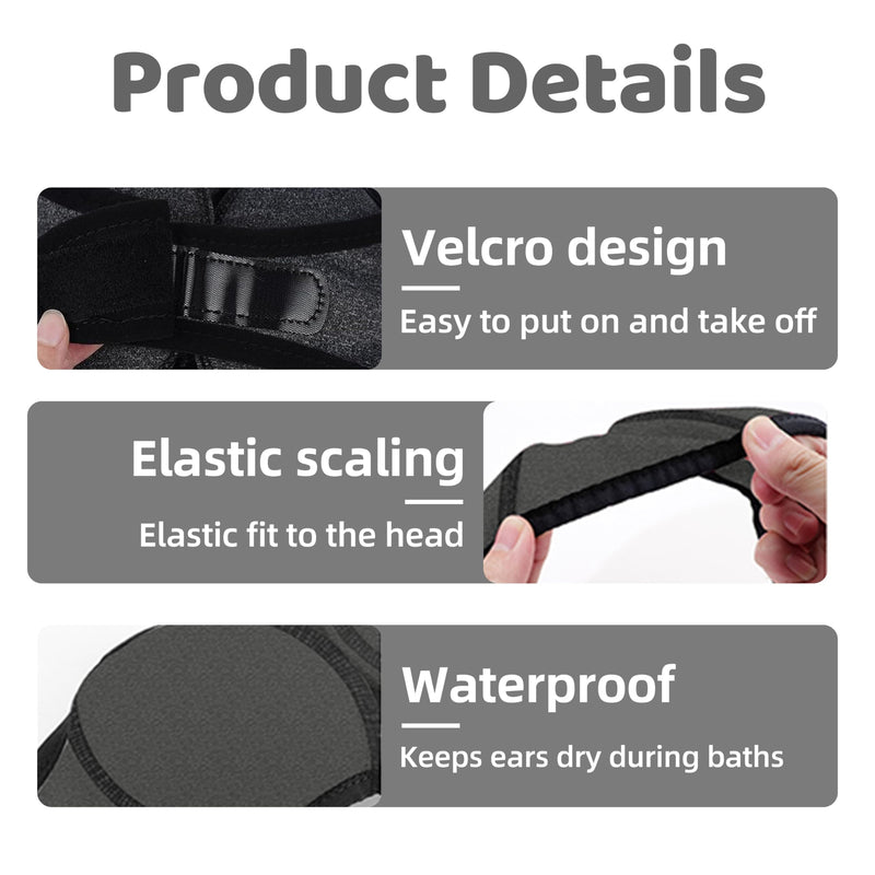 Dog Ear Cover 2 Pc Set – Waterproof, Adjustable Ear Protector for Dogs Swimming, Bathing & Everyday Use, Soft Fit Dog Ear Muffs (Gray) Gray