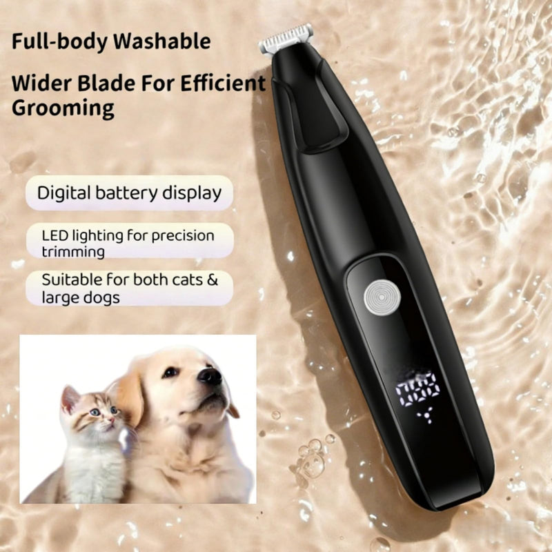 Ultra-Low Noise Dog Paw Trimmer,18mm Wide Blade Paw Groomer with LED Light,USB Rechargeable Paw Shaver with LED Display for Dogs and Cats Black 5002-bk