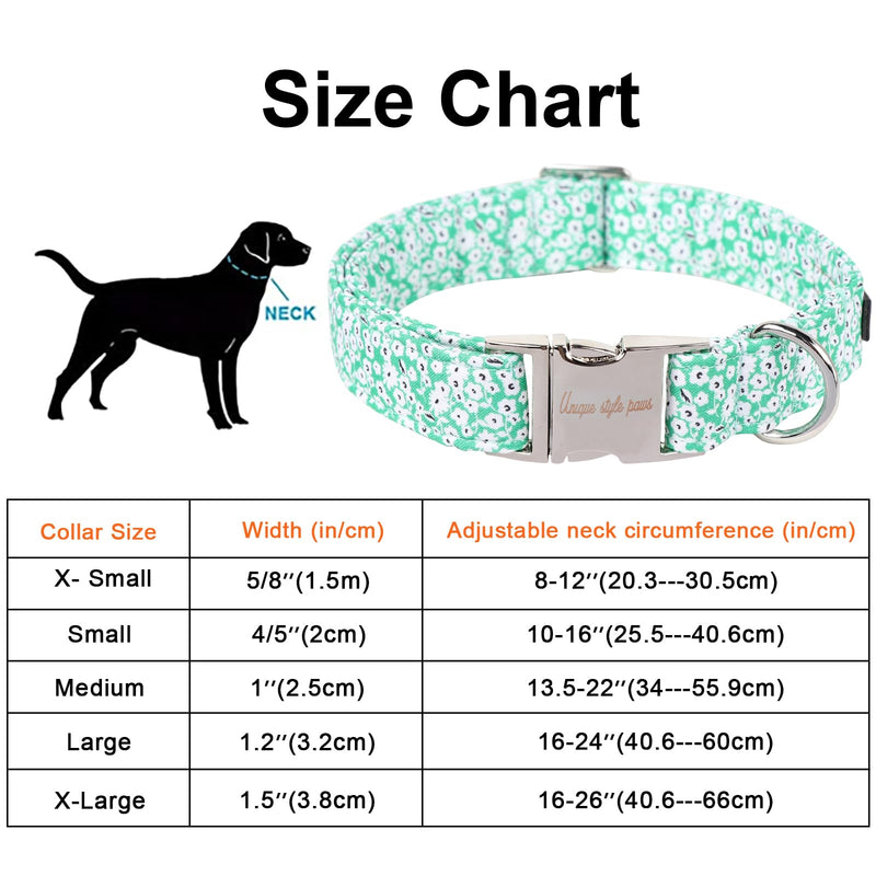 Unique style paws Summer Dog Collar Puppy Collars Harnesses & Leads For Dogs Uk Soft Adjustable Green White Flowers Comfortable Collars Pet Gift For Small Medium Large Dogs XL White Flower