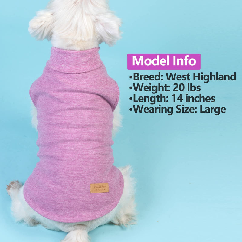 KYEESE 2Pack Dog Coat Turtleneck Stretchy Dog Sweater Super Soft Dog Cold Weather Coat for Small Dogs in Sleeveless Design Dog Fleece Vest, Purple,M Medium (7-11lbs) 1# Stripe+Purple