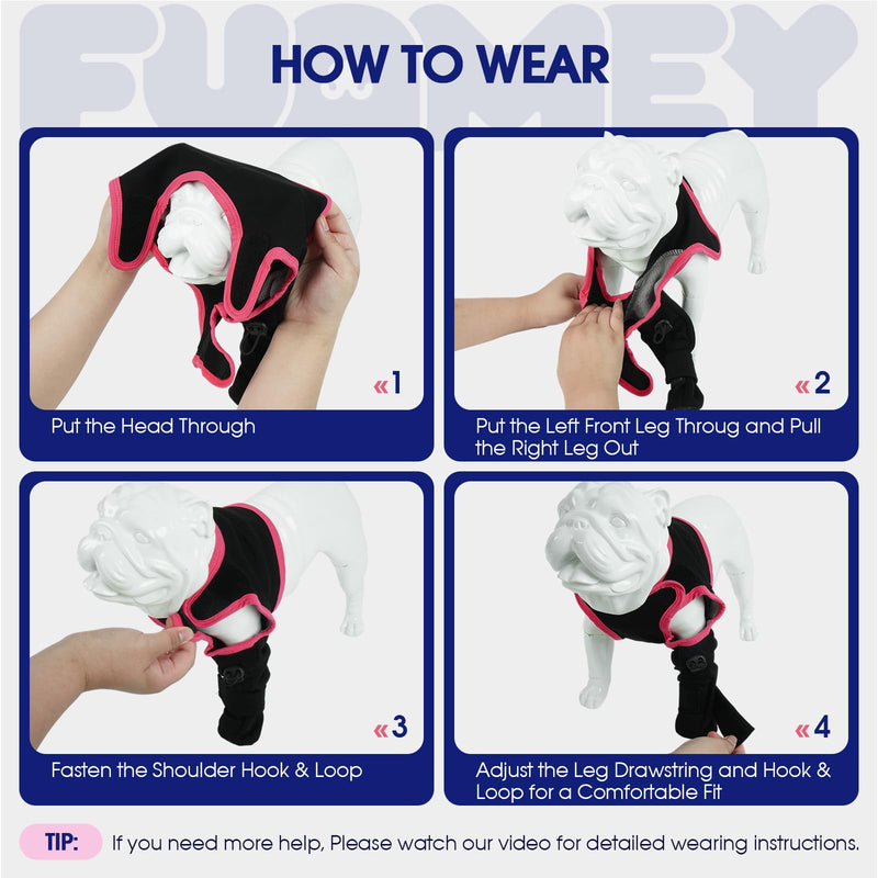 FUAMEY Dog Front Leg Sleeve After Surgery, Anti Slip Socks for Dogs to Prevent Licking, Breathable Dog Cone Alternative Paw Protection, Elbow Care, Pressure Sores（Left, L Black-Red Large Left Front Leg