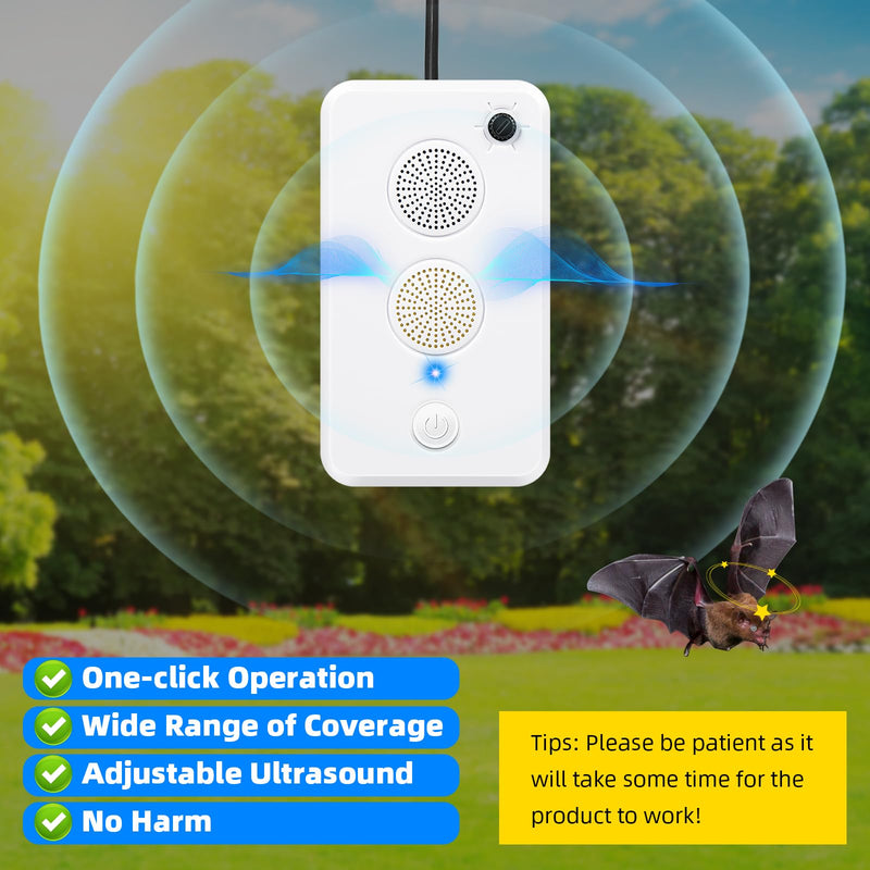 2026 Ultrasonic Bat Repellent for Attic,4 Pcs Rechargeable Bat Deterrent Devices Outdoor Indoor,Bats Keep Away from House Porch, Electronic Bird Repellent Bats Exclusion Removal Device 4